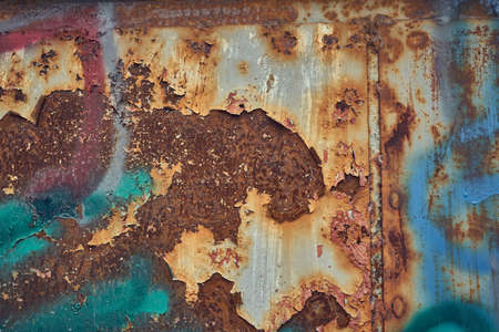 Colorful ructic metal texture, distressed surfaceの写真素材