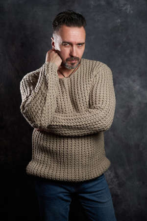 Stylish man in casual wear posing, fashion modelの写真素材