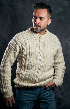 Stylish man in casual wear posing, fashion modelの写真素材
