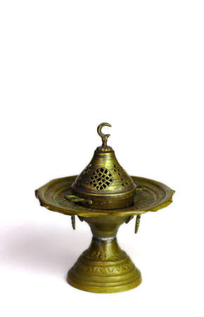 traditional Oriental incense burners, candlesticks, lamp isolated on a white background. Muslim style. symbol of islamの写真素材