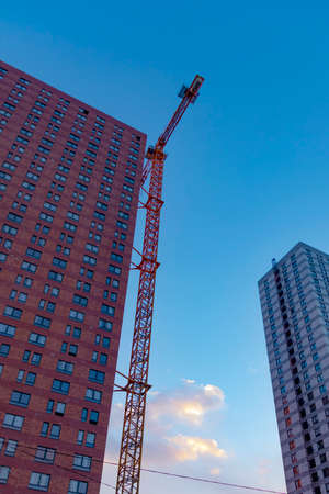 MOSCOW, RUSSIA March 28, 2021. New buildings near the metro station Kotelnicheskaya. Residential district with new buildings in Moscowのeditorial素材