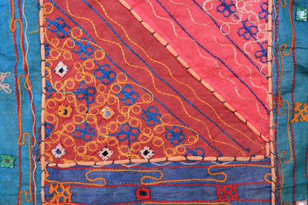 Indian patchwork carpet in Rajasthan. Indian Background.