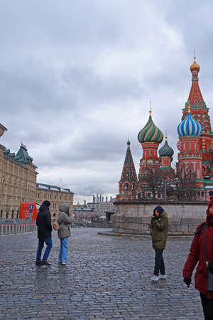 Moscow, Russia. February 23, 2022. People are walking on Red Square.