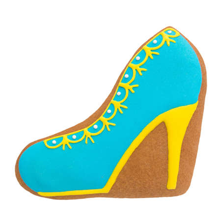 Glazed cookies shaped shoesの写真素材