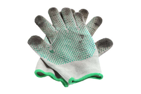 a pair of dirty gloves. The inner side of the glove rubberizedの写真素材