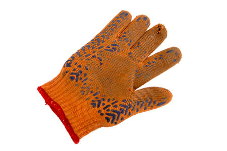 torn gloves orange color on a white background