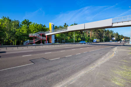 road which is under the pedestrian bridgeの写真素材