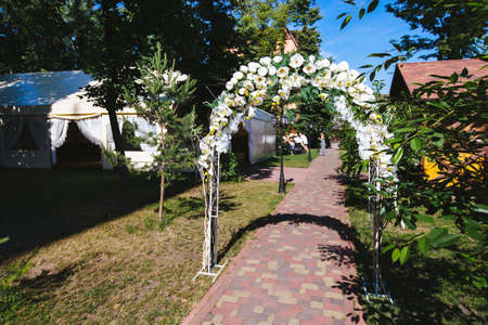 wedding arch outdoorsの写真素材