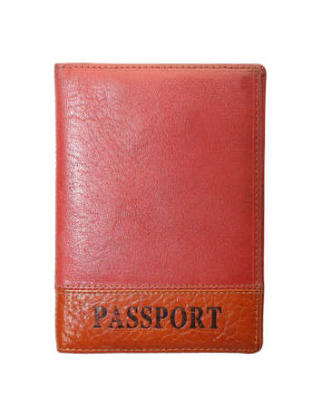 orange leather cover for passportの写真素材