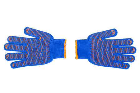 new Work Gloves Isolated On White. blue colors
