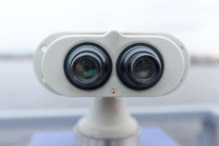 tourist binoculars at Peter-Pavel Fortress. with a view of St. Petersburgの写真素材