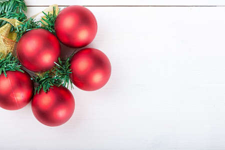 Christmas toys background for a Christmas card, Christmas wallpapers, white backgroundの写真素材