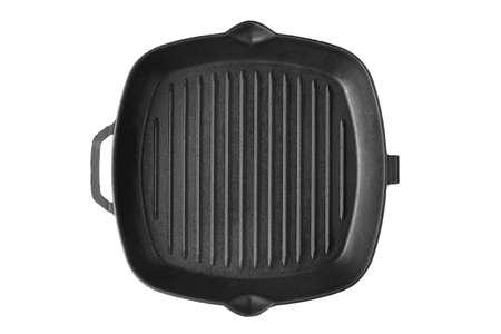 empty grill pan isolated on white backgroundの写真素材