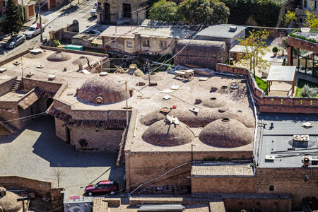 Old traditional sulfur baths in Tbilisi, top view. April 17, 2015のeditorial素材
