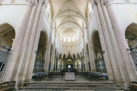 Abbey in France Pontigny, the former Cistercian abbey in France, one of the five oldest and most important monasteries of the order, July 24, 2017. View inside the cathedralのeditorial素材
