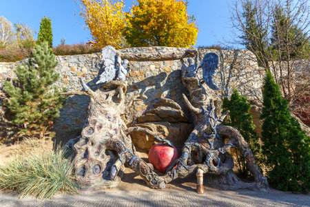 fantastic fantasy sculptures in the park in the village of Buki Ukraine. October 11, 2014のeditorial素材