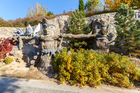 fantastic fantasy sculptures in the park in the village of Buki Ukraine. October 11, 2014のeditorial素材
