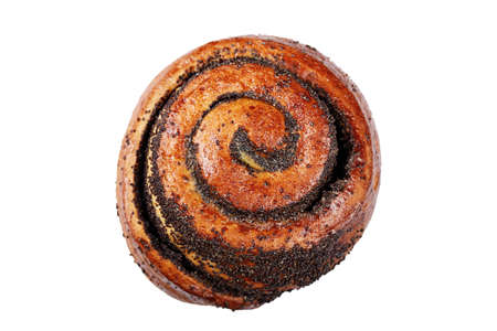 bun with poppy seeds on white background, isolatedの写真素材