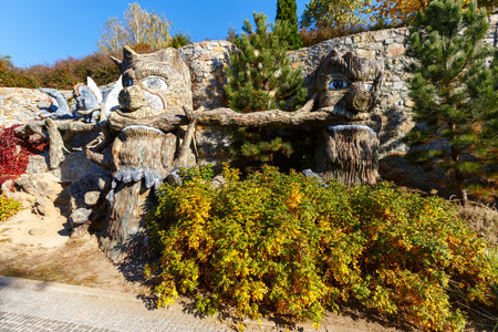 fantastic fantasy sculptures in the park in the village of Buki Ukraine. October 11, 2014のeditorial素材