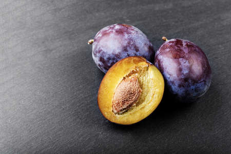 ripe plum with  top view.new agricultural cropの写真素材