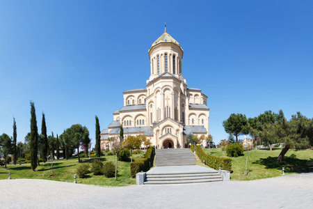 facade of the Holy Trinity Cathedral in Tbilisi, April 17, 2015のeditorial素材