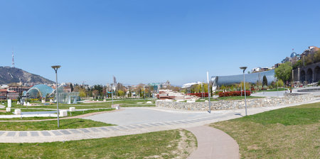 modern park in Tbilisi, summer landscape. April 17, 2015のeditorial素材