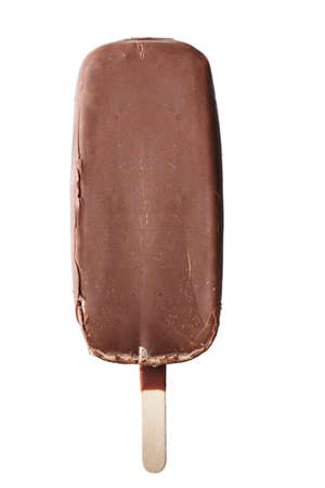 ice cream in chocolate on a stick, on a white isolated background.の写真素材