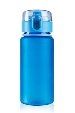 colored water bottle for a cyclist on a white background.の写真素材