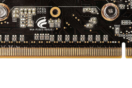 computer graphics card close-up. equipment for mining cryptocurrency. isolated on white background
