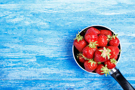 Fresh juicy strawberries. Top view. Organic foodの写真素材
