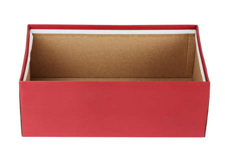 open empty shoe box on white background isolated.