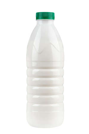 plastic bottle for kefir isolated on white background. clipping pathの写真素材
