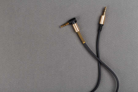 Black jack plug on the gray background. space for textの写真素材