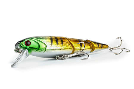 Fishing lure isolated on white. Wobblers for fishing with spinning predatory fishの写真素材