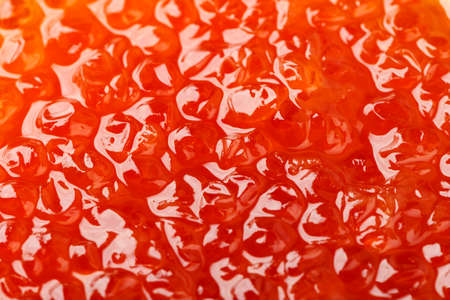 salmon caviar close-up, place for text. a useful delicacy. Caviar grains are clearly visible