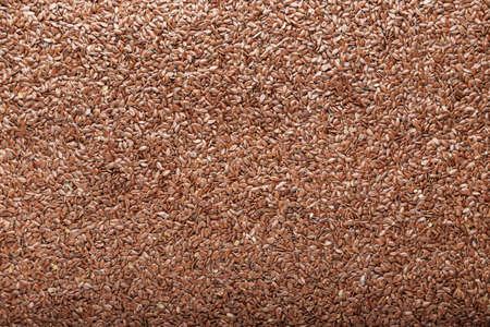 Flax seeds scattered as a background. Place for textの写真素材
