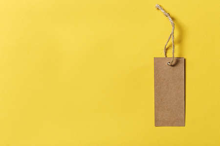 rectangular label without an inscription on a yellow background. space for text