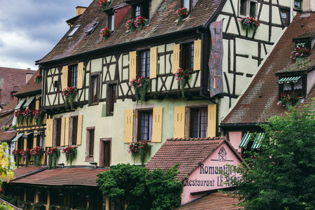 Colmar is a city in the Grand Est region in north-eastern France, near the border with Germany. On the cobbled streets of the Old Town are brick-wooden houses from the Middle Ages and Renaissance. July 25, 2017のeditorial素材