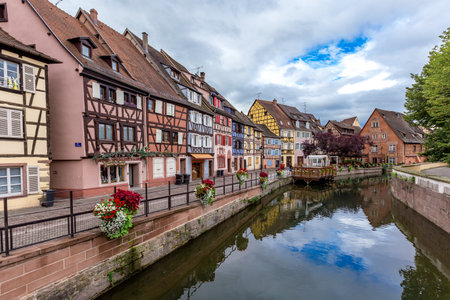 Colmar is a city in the Grand Est region in north-eastern France, near the border with Germany. On the cobbled streets of the Old Town are brick-wooden houses from the Middle Ages and Renaissance. July 25, 2017のeditorial素材