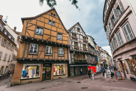 Colmar is a city in the Grand Est region in north-eastern France, near the border with Germany. On the cobbled streets of the Old Town are brick-wooden houses from the Middle Ages and Renaissance. July 25, 2017のeditorial素材