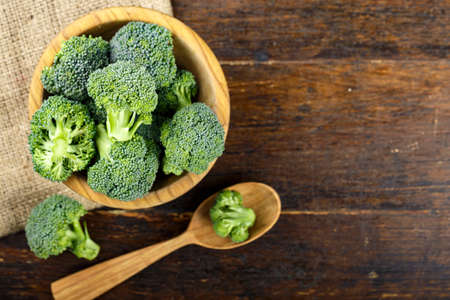 Healthy Green Organic Raw Broccoli Florets Ready for Cookingの写真素材