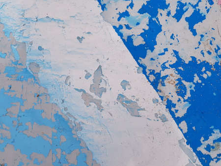 flaky blue paint texture. long painted surface. space for textの写真素材