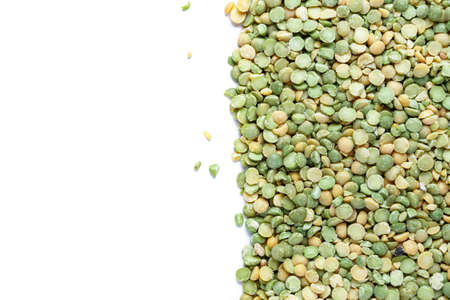 Close up image of heap of dried green beans against white backgroundの写真素材