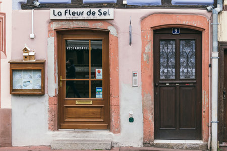 France, Colmar - July 26, 2017. Ancient residential buildings in the French city of Colmar in the province of Alsace. Medieval buildings in perfect conditionのeditorial素材