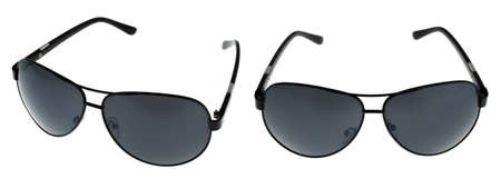 Colorful sunglasses in modern style on white background. Summer fashion, holiday. Summer eyeglasses.の写真素材