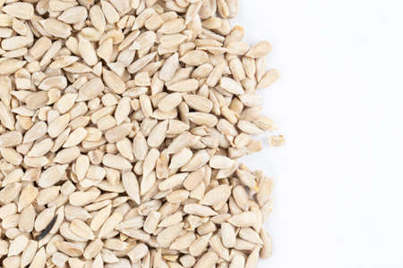 Sunflower seeds background. Top view.