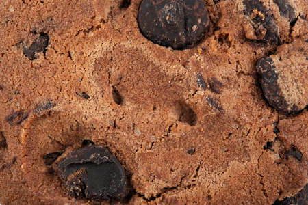 Chocolate chip cookies close up. Cookie texture. Top view.
