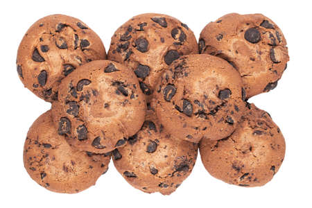 Chocolate cookies isolated on white background with clipping path. Top view.