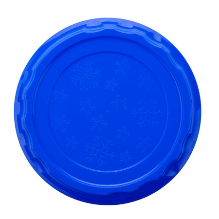Top view of blue plastic lid isolated on white. Plastic circle.の写真素材