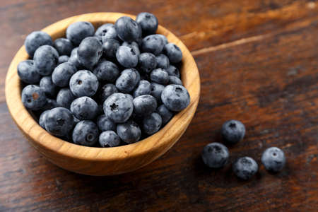Blueberry antioxidant organic superfood in a bowl concept for healthy eating and nutritionの写真素材